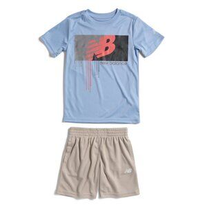 NEW BALANCE Blue Big Boys 2pc Short Sleeve Tee And Mesh Shorts Set